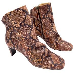 Free People Cybill Slouch Heeled Bootie Snake Print Leather EU 40